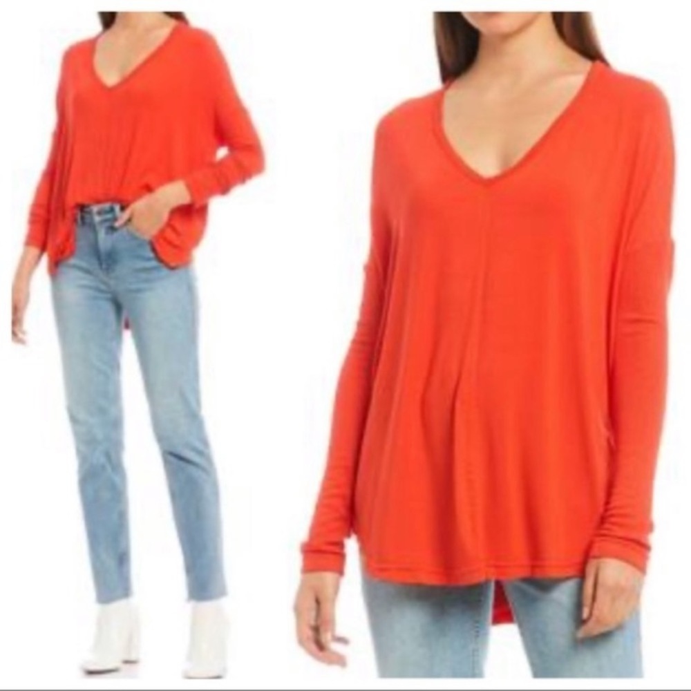 NWT Free People Moonshine Love Glare Orange Long Sleeve Tunic Top XS - Picture 2 of 14